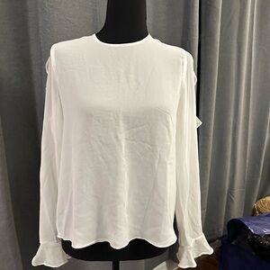 Zara White Ruffled Blouse